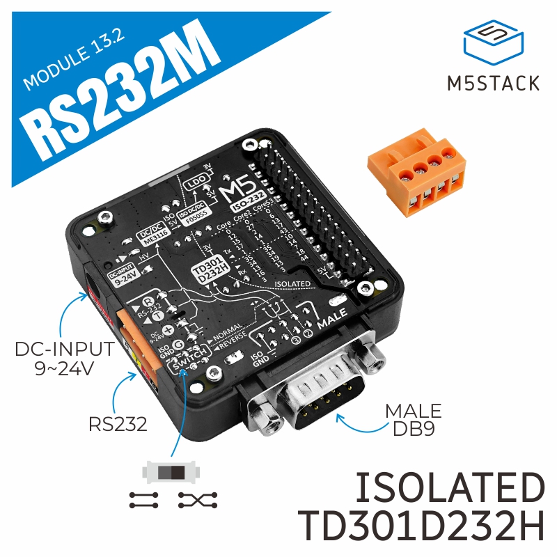 M5Stack - M5Stack 공식 RS232 모듈 13.2(DB9 남성