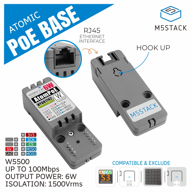 M5Stack - M5Stack 공식 ATOMIC PoE 베이스 W5500
