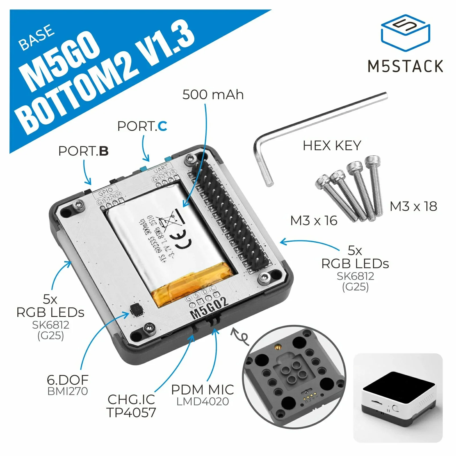 M5Stack 베이스 M5GO Bottom2 v1.3, - M5Stack Core2 리뷰 및 가격